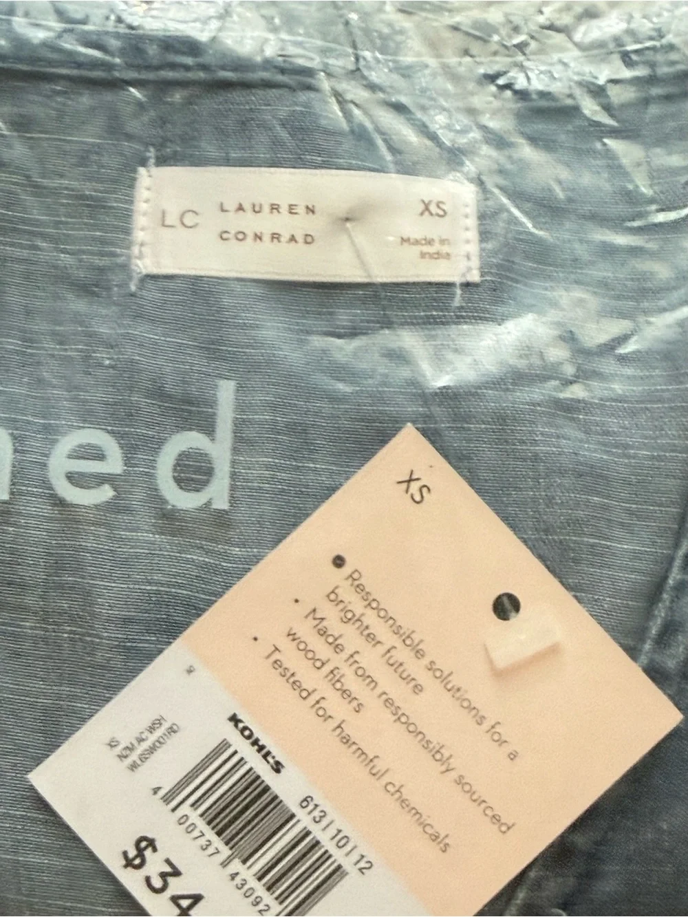 Lauren Conrad Chambray Blue Tie-Neck Chambray Blouse NWT various sizes - Picture 4 of 10